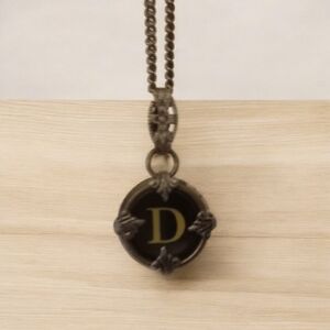 Vintage Initial "D" Victorian Silver Typewriter Key Necklace